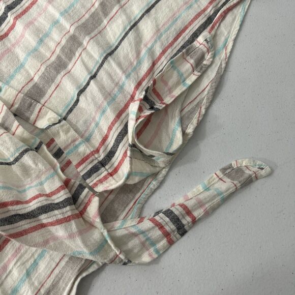 Weatherproof  Top Womens XL Washable Linen Stripe Tie Front Button up Blouse - Picture 8 of 8